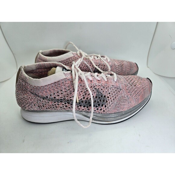Nike Flyknit Racer Shoes Mens 5 Pink Strawberry Running Athletic Workout Sneaker